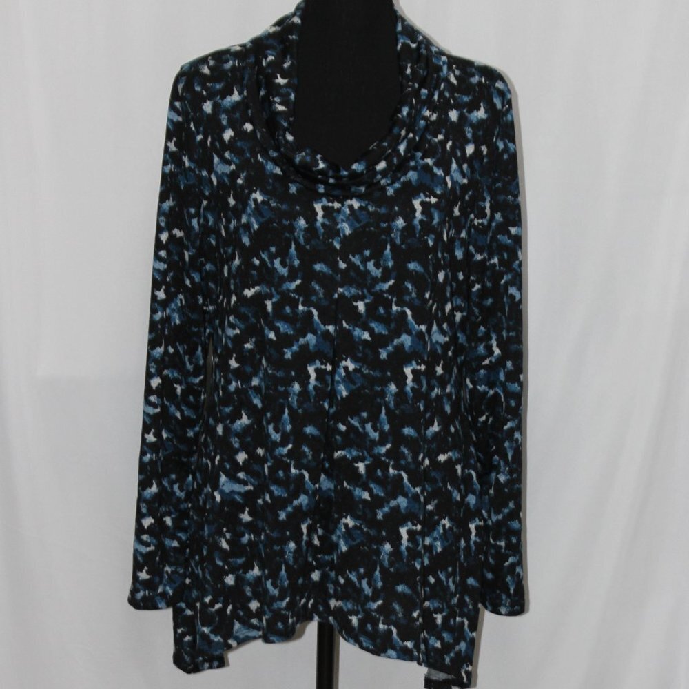New Direction Women's Cowl Neck Printed Pullover